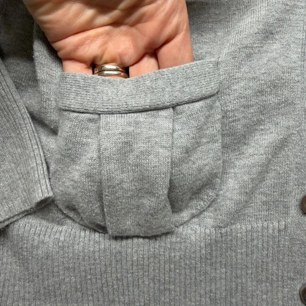Juicy Couture Y2K Cardigan Gray Puff Sleeve Crown Logo Preppy Cozy L Balletcore - Picture 4 of 13